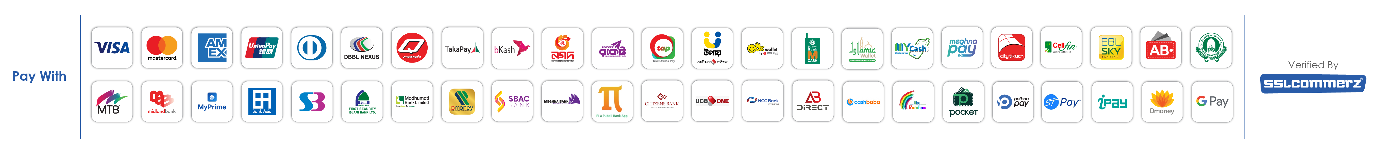 SSLCommerz supported payment methods — cards, banks and mobile financial services in Bangladesh