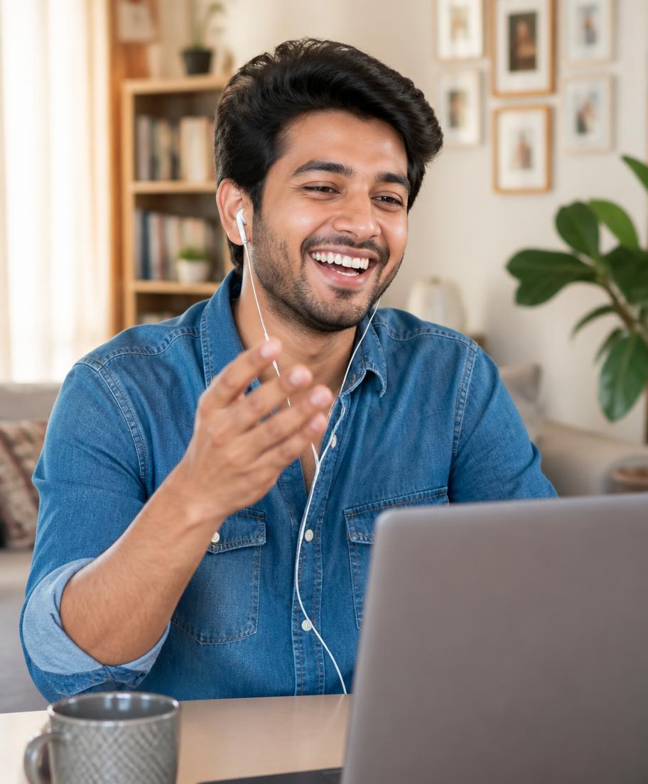 Customer on a smooth video call at home